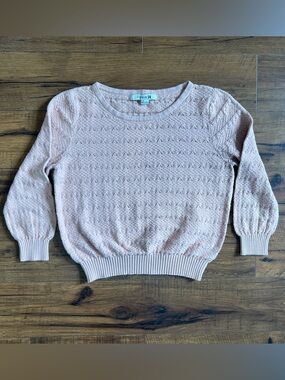Forever 21 Salmon Pink Textured Crew Neck Sweater
